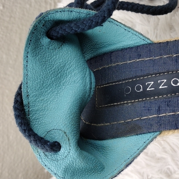 Apepazza Blue Fabric Upper Closed Toe Lace Up Gladiator Wedged Heel Espadrilles - Picture 15 of 16